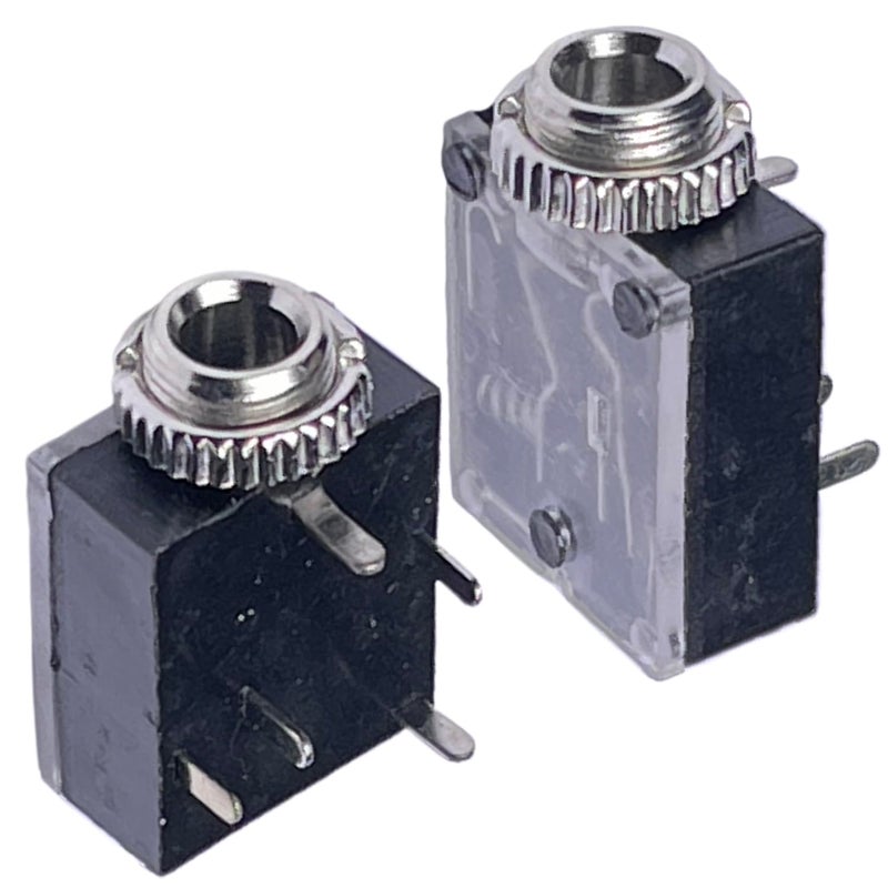 CESS 3.5mm TRS Stereo Audio Socket, PCB and Panel Mount, Transparent Dustproof Cover, Square Socket (2 Pack) - Image 1